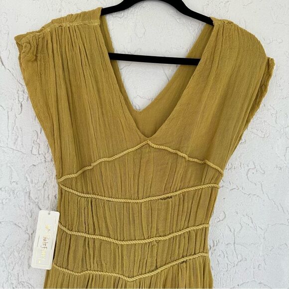 FREE PEOPLE Jen’s Private Booty Olivia Jumpsuit Size Small Gauzy Boho Yellow - Picture 13 of 13